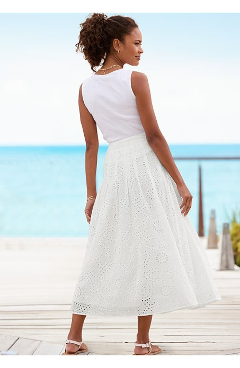 LASCANA Women's Eyelet Maxi Skirt, Alternate, color, White