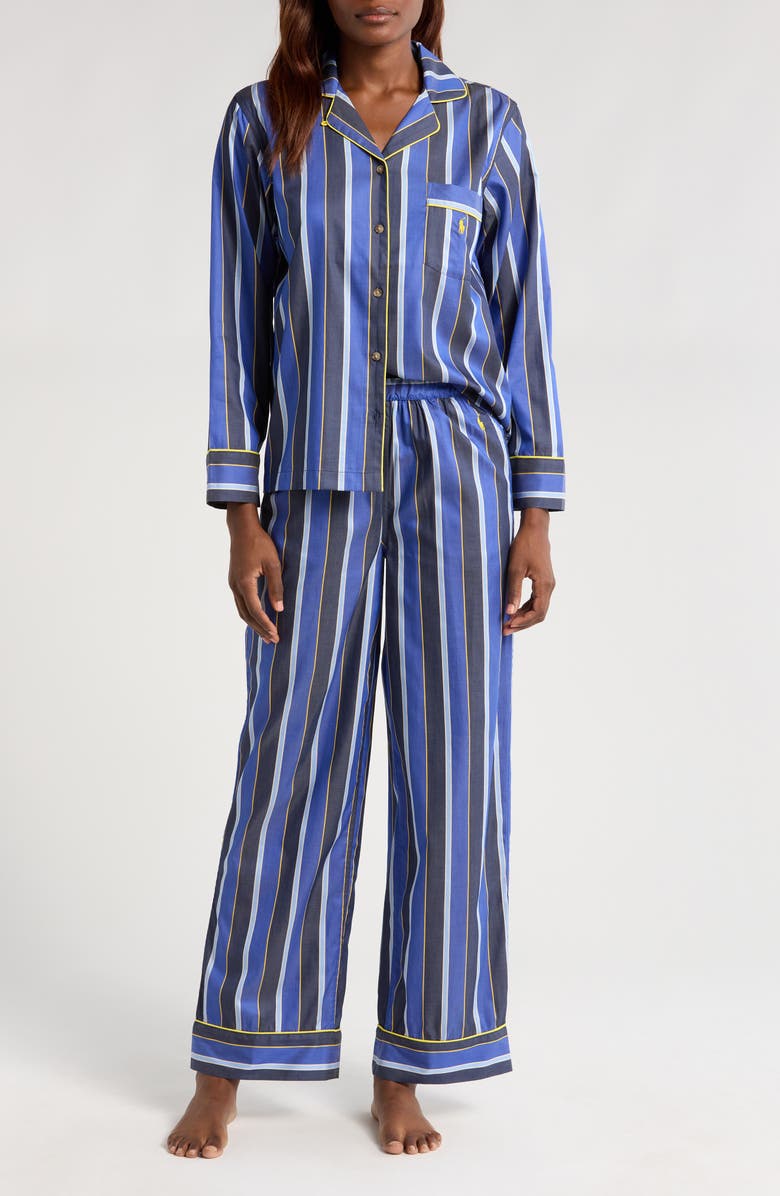 Polo Ralph Lauren Madison Stripe Cotton Blend Pajamas, Main, color, Navy Cricket