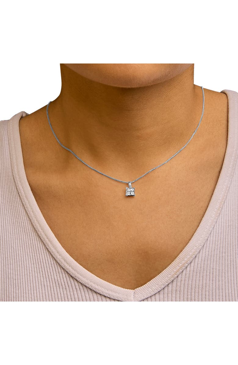 Haus of Brilliance Sterling Silver 1/2 Cttw Princess-Cut Diamond 4 Stone Pendant Necklace, Alternate, color, Silver