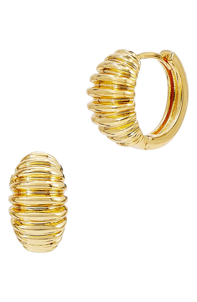 SAVVY CIE JEWELS Graham Huggie Hoop Earrings, Main, color, Yellow