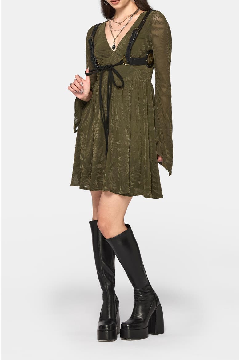 Lunafern Flute Sleeve Mini Dress, Alternate, color, Green