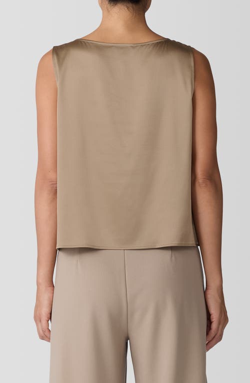 Eileen Fisher Ballet Neck Stretch Silk Tank In Biscuit