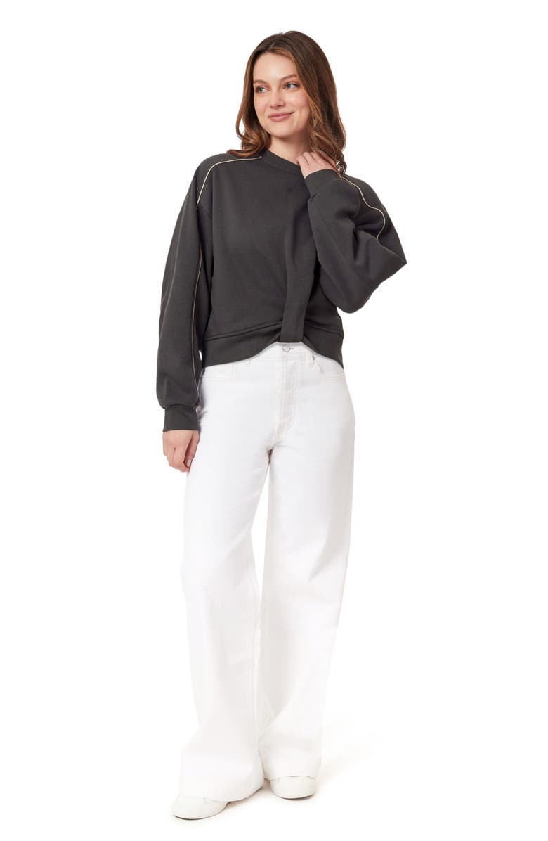 Scotch & Soda Piped Crewneck Sweatshirt, Alternate, color, Black Sand