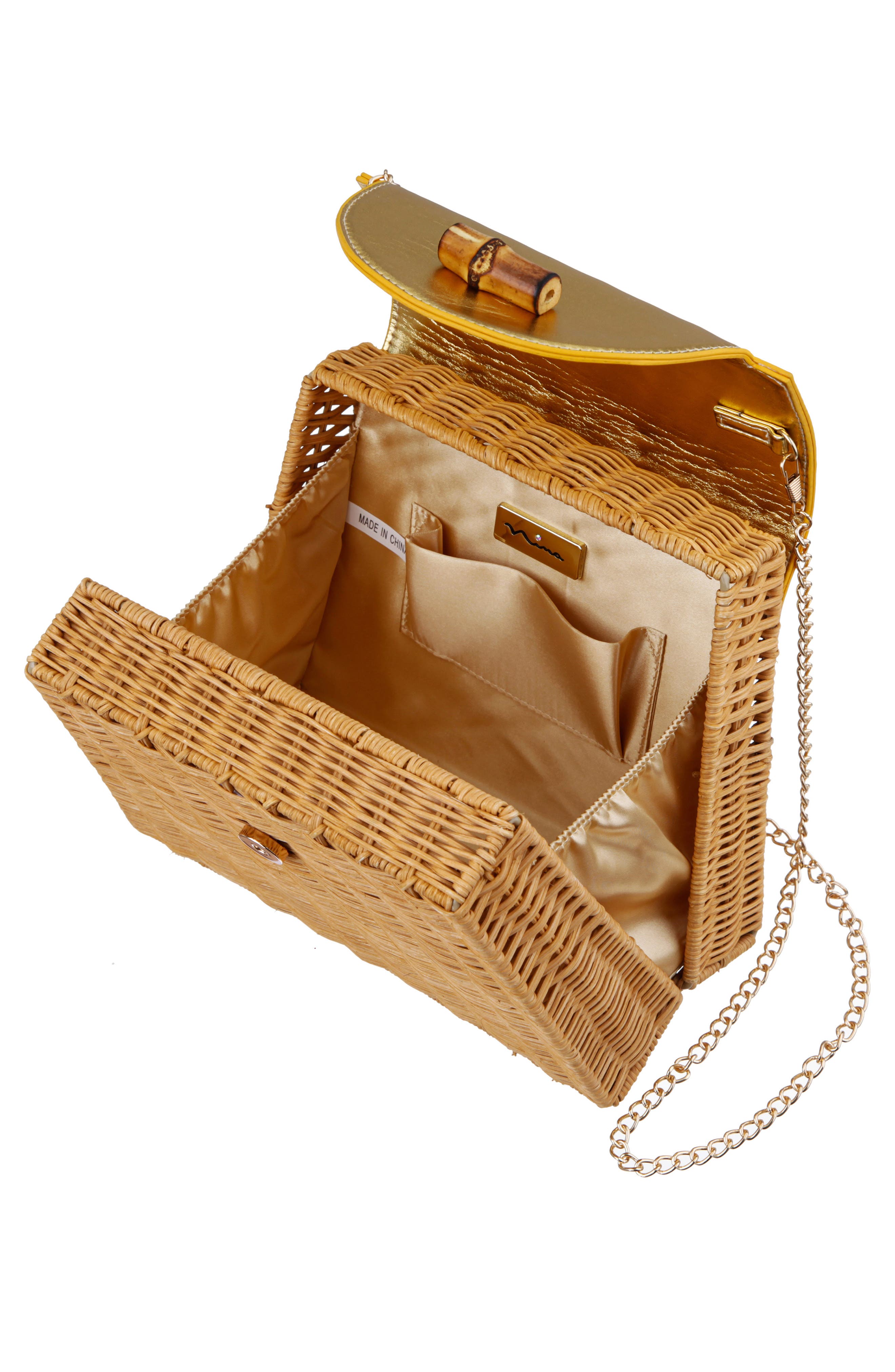 Nina Capri Top Handle Bag, Alternate, color, Natural/Gold