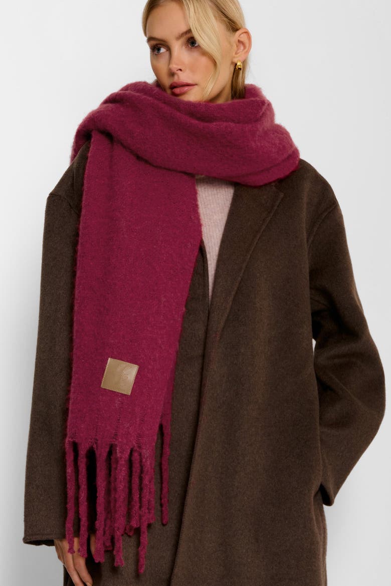 Oversized Recycled Tassel Scarf, Alternate, color, RED