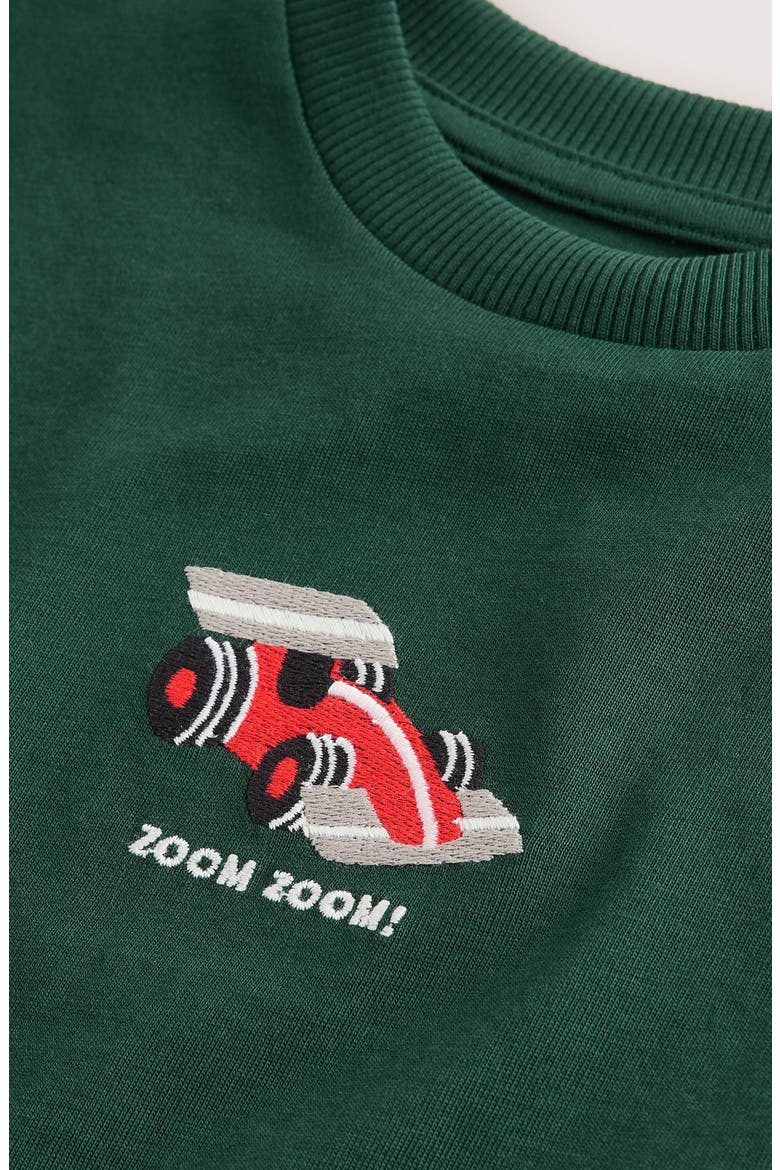Kids' Race Car Embroidered Cotton T-Shirt, Alternate, color, GREEN