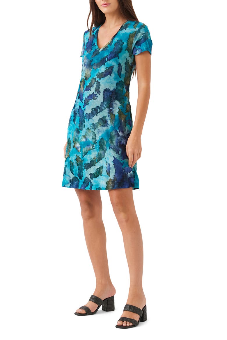 Tie Dye Burnout A-Line Dress, Alternate, color, TEAL