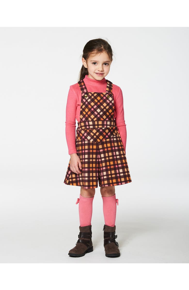 Deux par Deux Little Girl's Milano Shortall Plaid Magenta And Brown, Alternate, color, Pink & Brown Plaid
