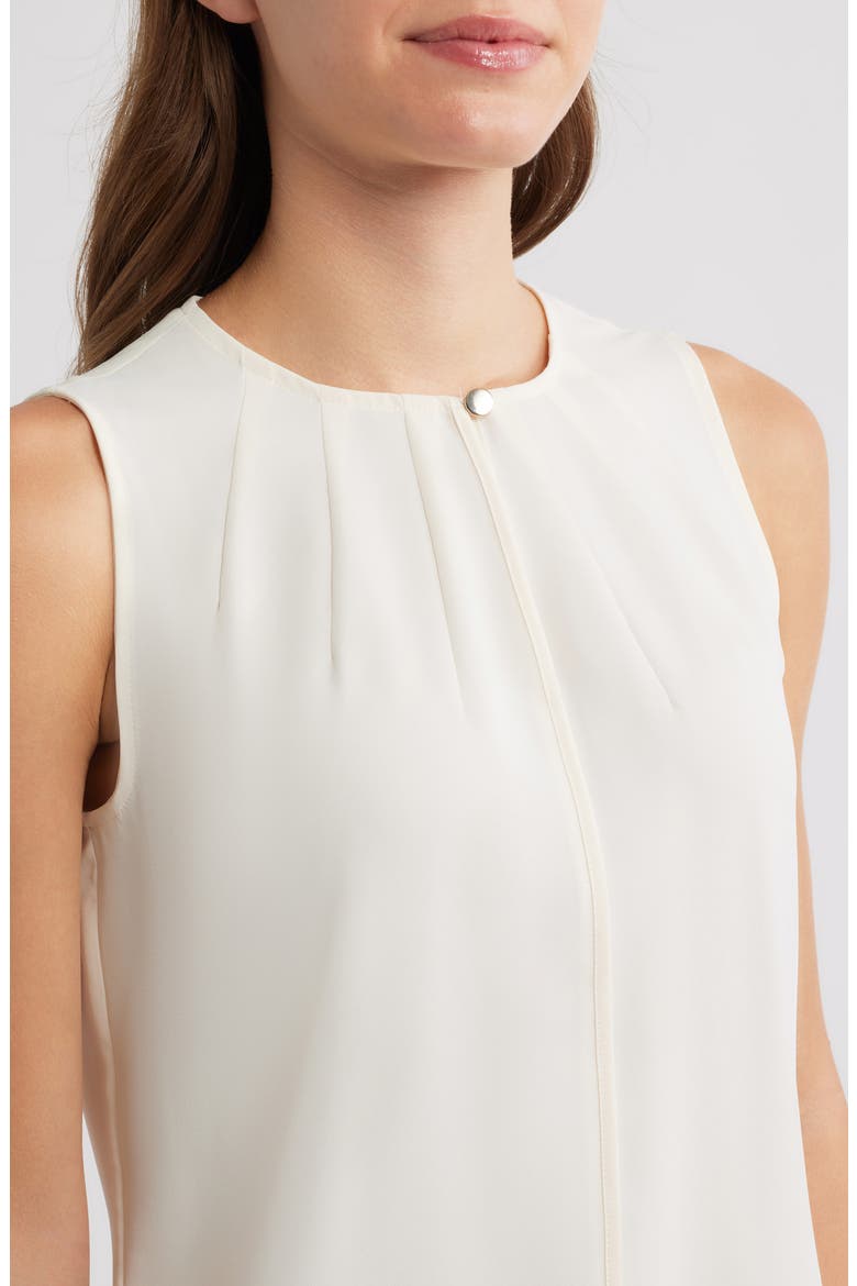 Pleated Keyhole Neck Sleeveless Top, Alternate, color, WHITE DOVE