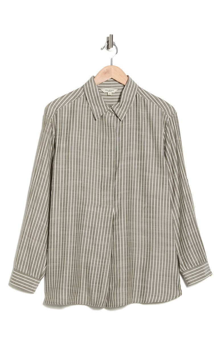 MAX STUDIO Stripe Popover Tunic, Alternate, color, Loden/Ivory Alt Stripe