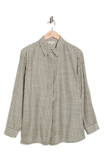 Max Studio Stripe Popover Tunic In Gray