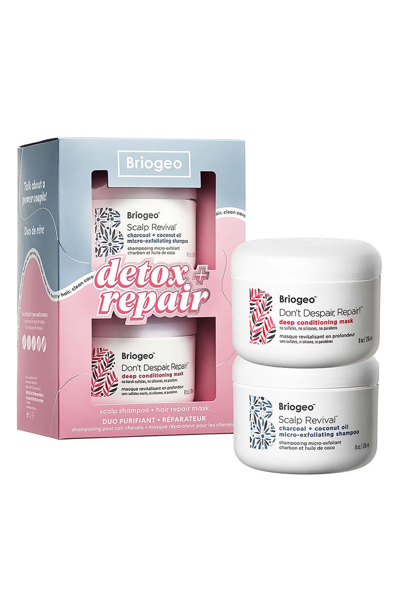 Briogeo Detox + Repair Shampoo & Hair Repair Mask, Main, color, 