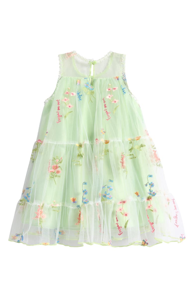 Iris & Ivy Kids' Embroidered Floral Mesh Dress, Alternate, color, Green