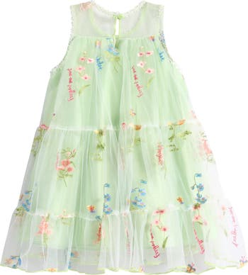 Kids' Embroidered Floral Mesh Dress