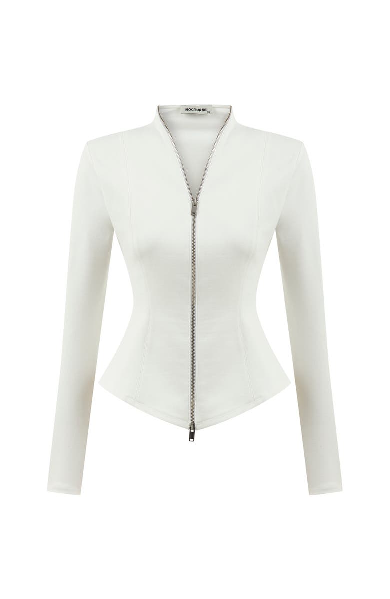 Nocturne Zip Detail Blouse, Alternate, color, Ivory