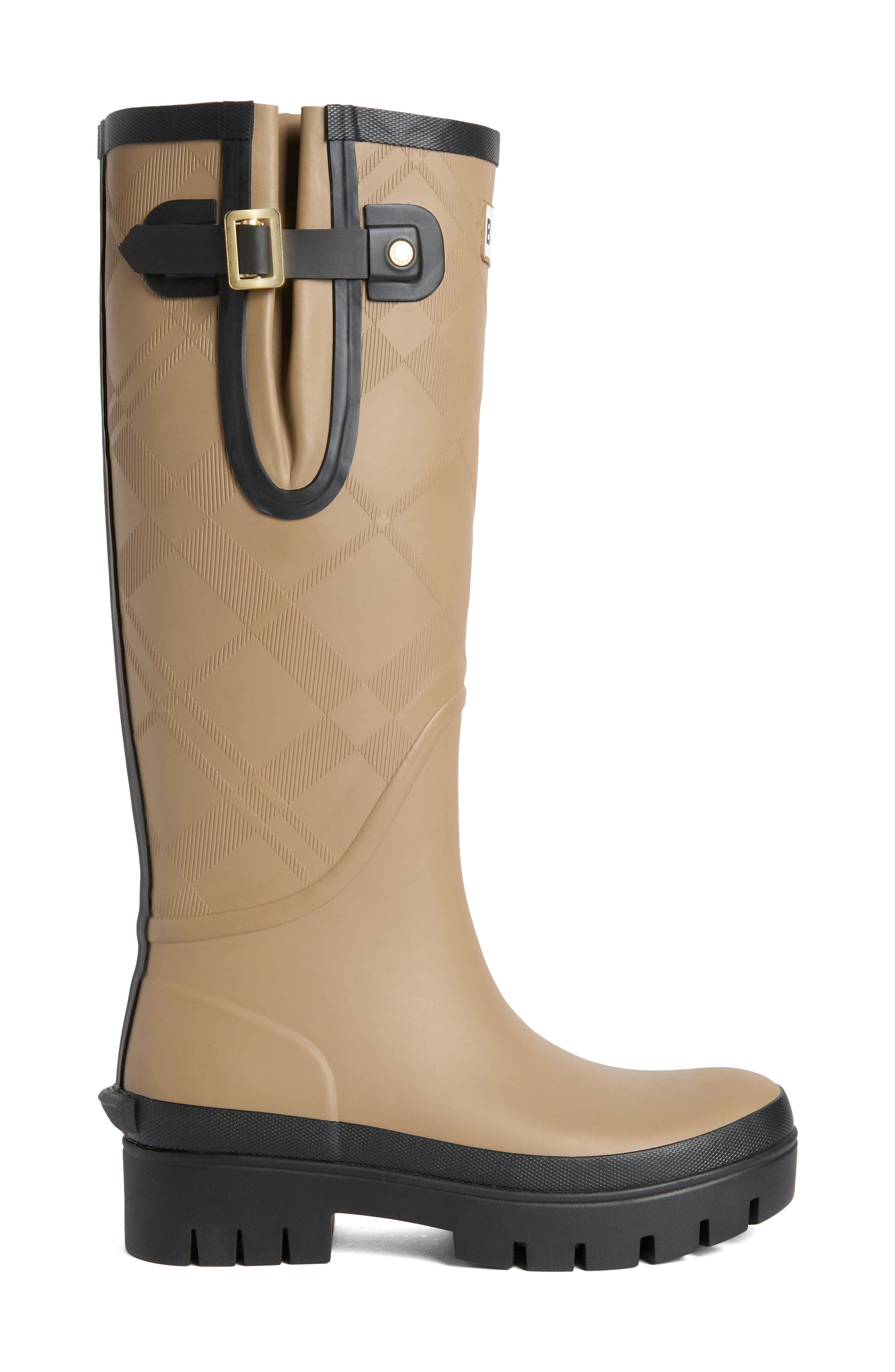 Leighton Tartan Tall Rain Boot, Alternate, color, MILITARY BROWN/ BLACK
