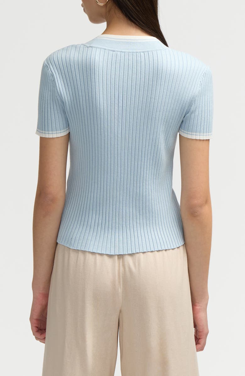 NVLT Stripe Short Sleeve Crop Cardigan, Alternate, color, Baby Blue/Marshm