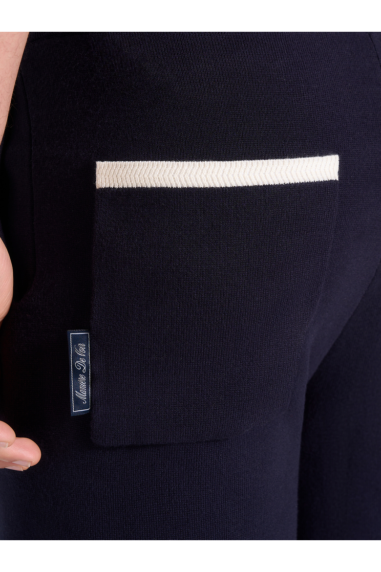 Regis Contrast Detail Knit Shorts, Alternate, color, Navy