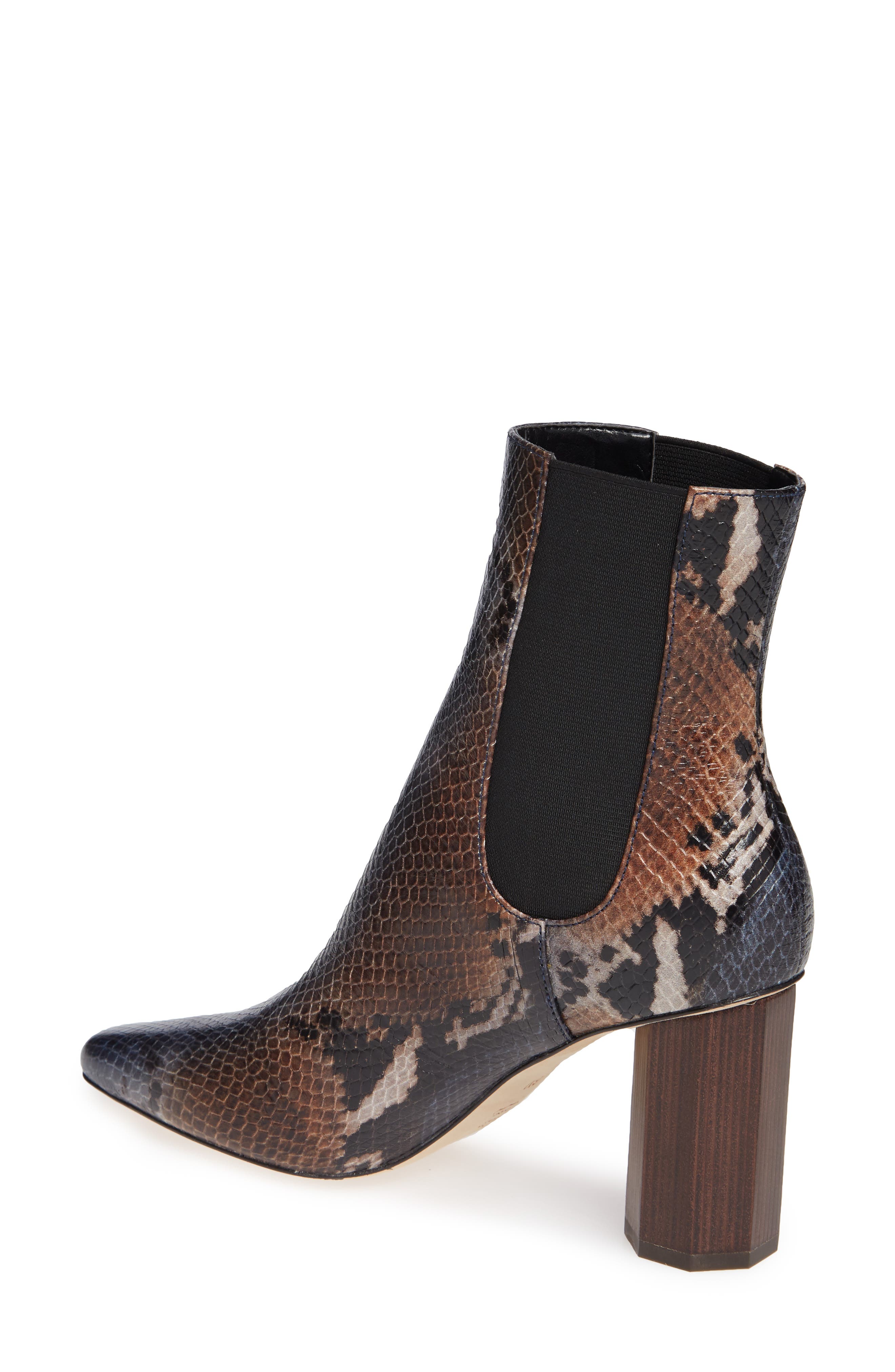 Laila Bootie, Alternate, color, NAVY SNAKE PRINT LEATHER