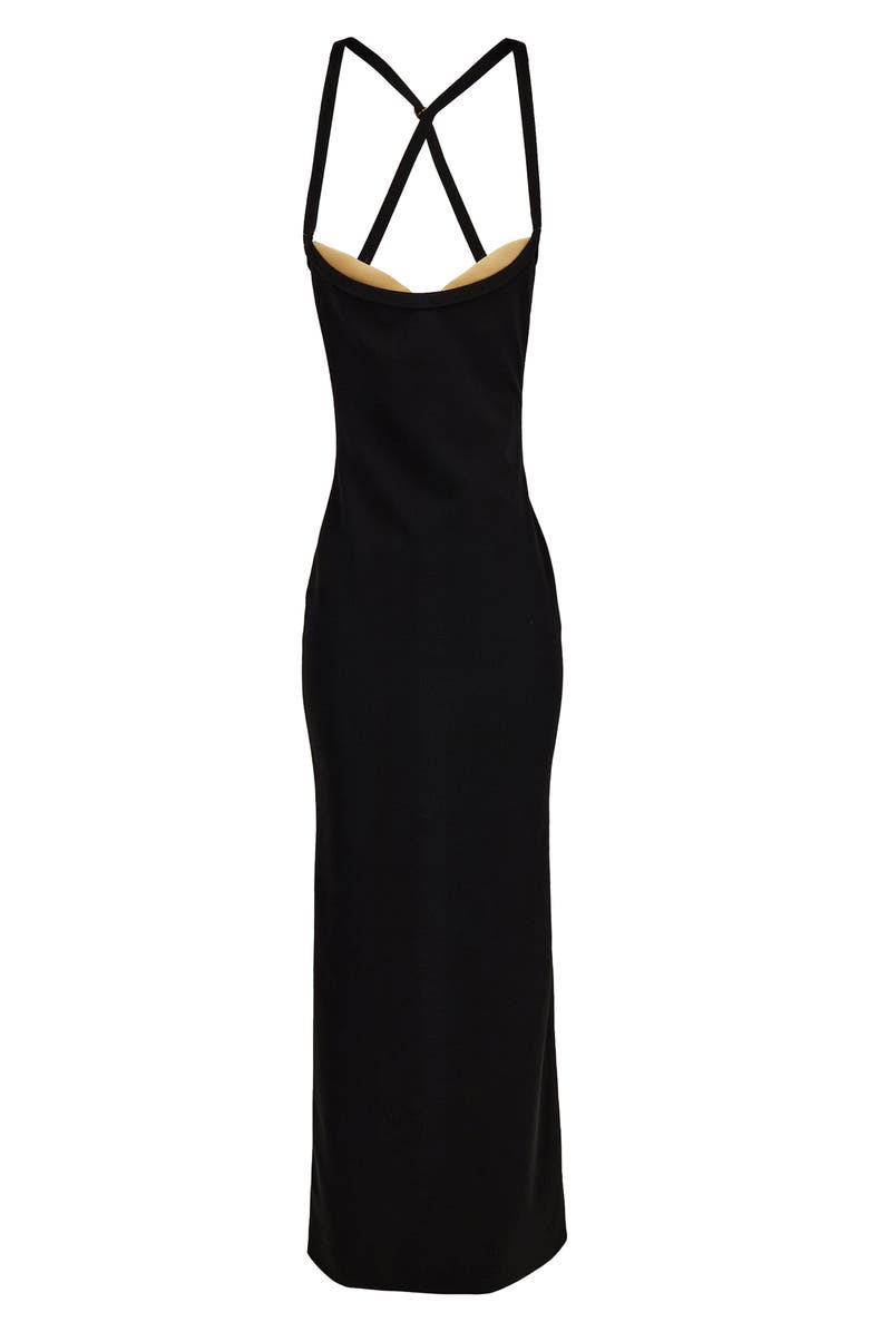 Versace Stappy Back Jersey Gown, Main, color, Black Banana