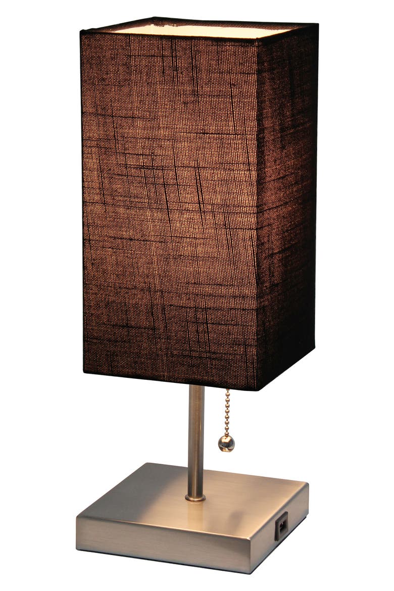 Simple Designs Petite Stick Lamp, Alternate, color, BRUSHED NICKEL BASE/BLACK SHAD