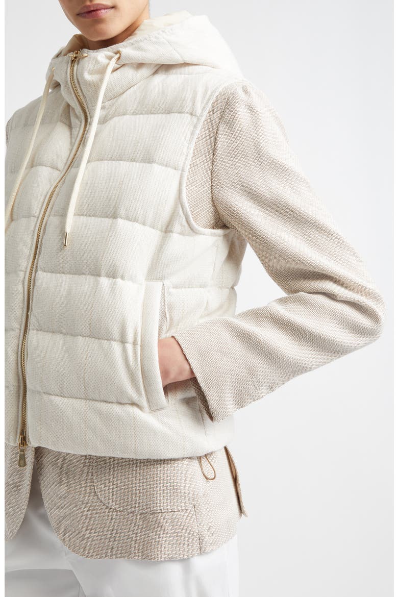 Hooded Down Puffer Vest, Alternate, color, 00 IVORY