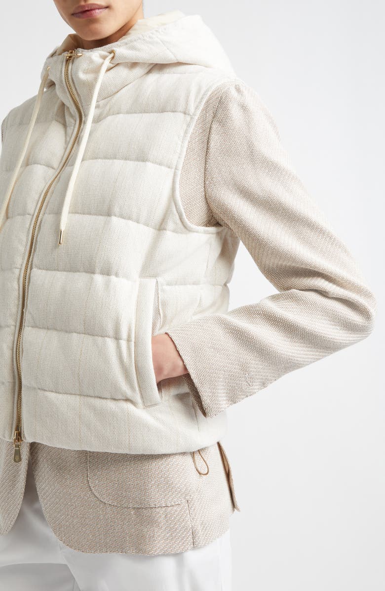 Eleventy Hooded Down Puffer Vest, Alternate, color, 00 Ivory