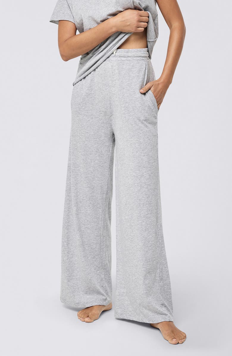 Papinelle Jada Organic Cotton Wide Leg Pajama Pants, Alternate, color, Grey