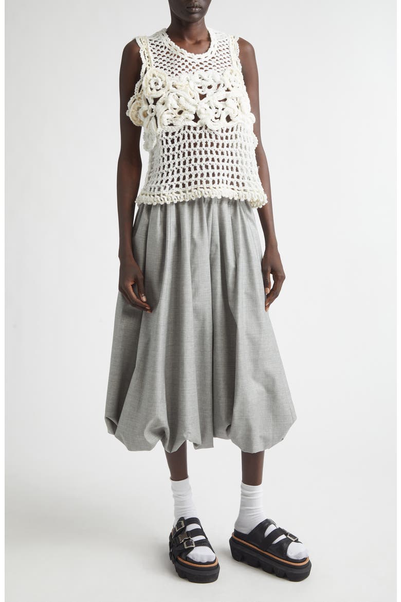 Crop Crochet Flower Mesh Tank, Alternate, color, OFF WHITE