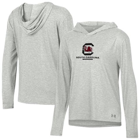 Women's Under Armour Heather Gray South Carolina Gamecocks Breezy Long Sleeve Hoodie T-Shirt