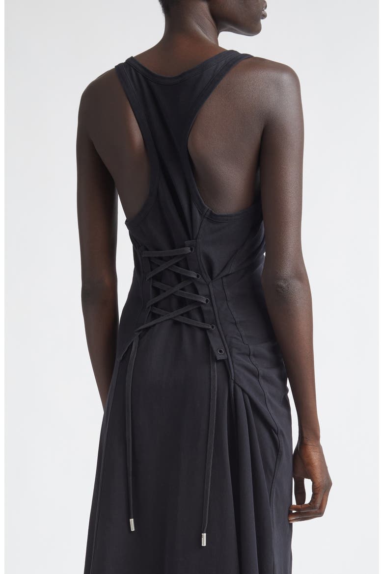 Ruched Cotton Jersey Tank Dress, Alternate, color, BLACK