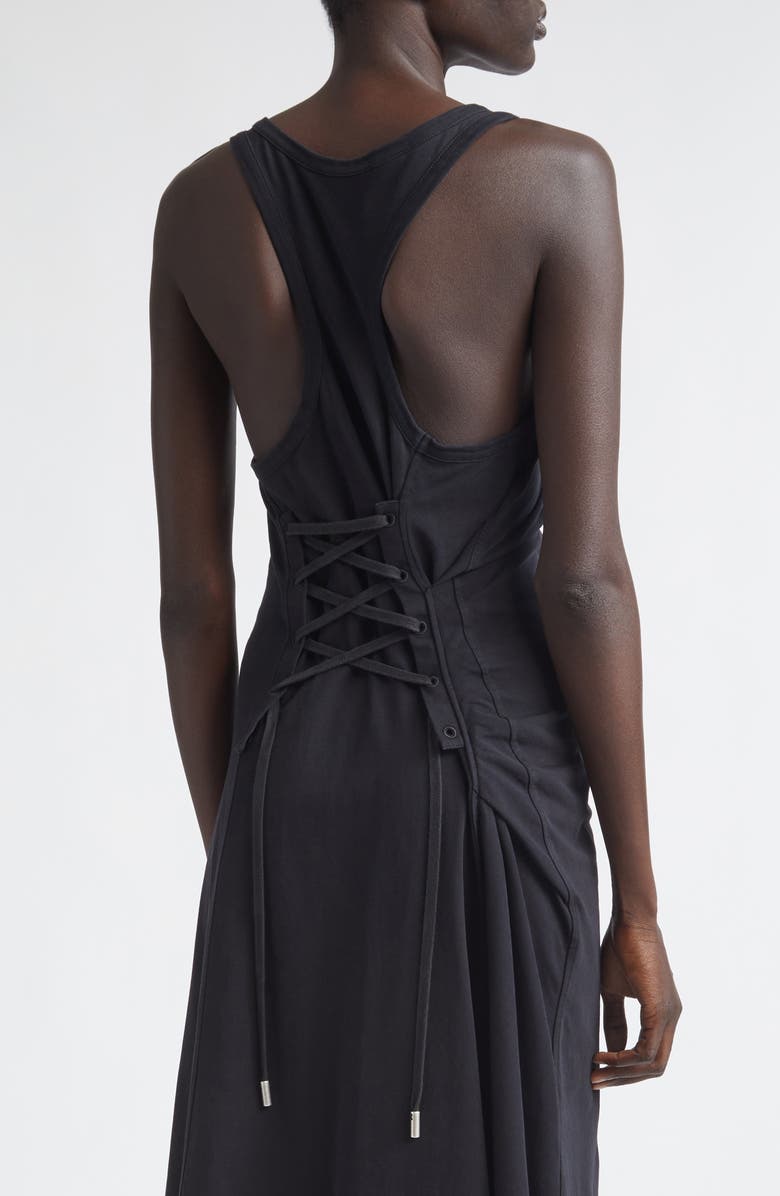 McQueen Ruched Cotton Jersey Tank Dress, Alternate, color, Black