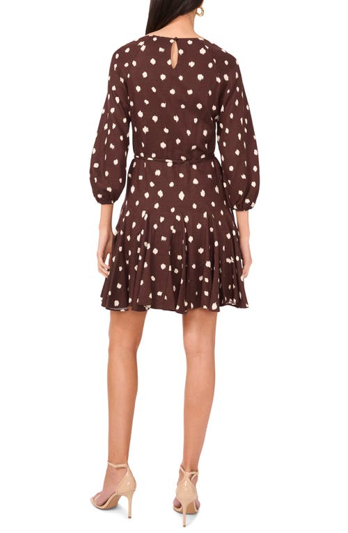 1.state Polka Dot Long Sleeve Minidress In Brown