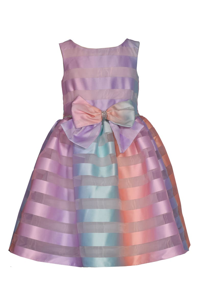 Iris & Ivy Kids' Ombré Shadow Stripe Party Dress, Main, color, Lavender Multi