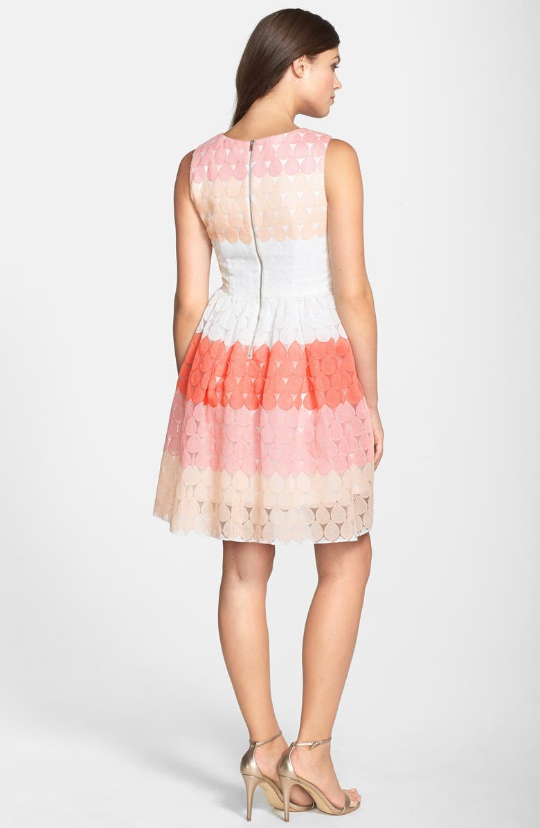 Betsey Johnson Stripe Embroidered Fit & Flare Dress, Alternate, color, 