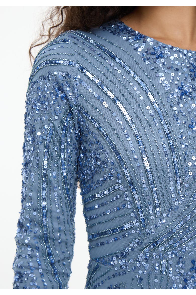 Modest Embellished Sequin Beaded Dress Maxi With Elegant design, Alternate, color, POWDER BLUE