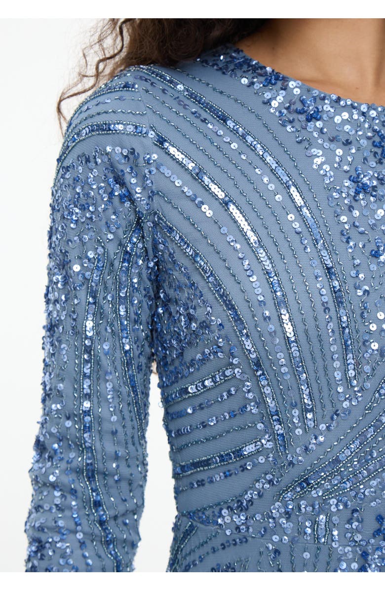 MARYISA Modest Embellished Sequin Beaded Dress Maxi With Elegant design, Alternate, color, Powder Blue