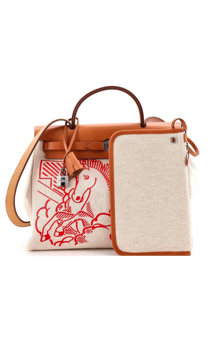 Pre-Owned Hermes Herbag Zip Pegase Pop Toile and Leather 31, Alternate, color, Gold