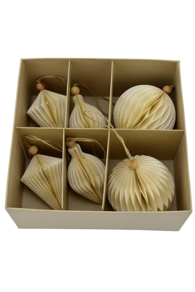 Crème Paper Honeycomb Assorted Ornament, Main, color, warm crème