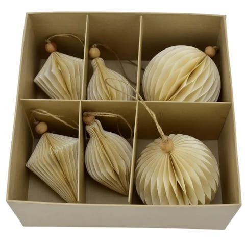 Crème Paper Honeycomb Assorted Ornament