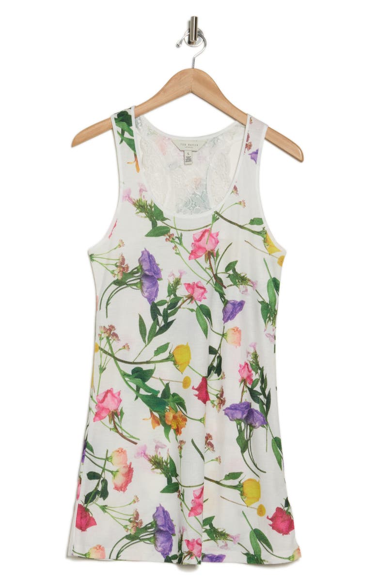 Ted Baker London Lace Racerback Chemise, Alternate, color, Scattered Bouquet