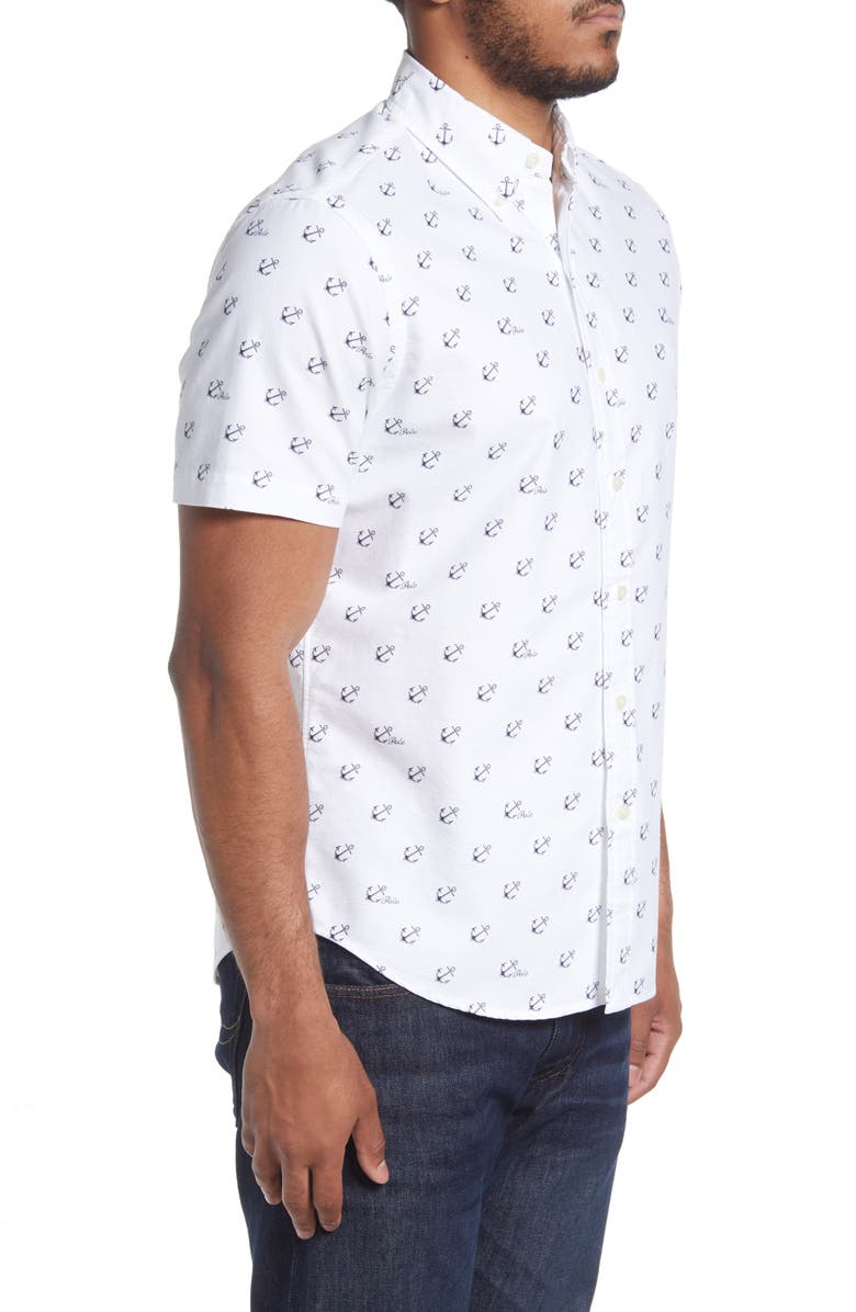 Polo Ralph Lauren Anchors Classic Fit Short Sleeve Cotton Button-Down Shirt, Alternate, color, 