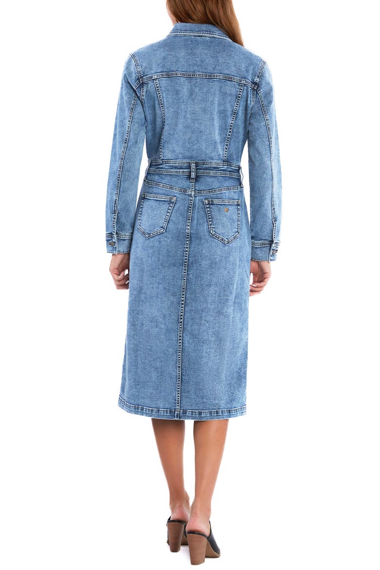 Western Long Sleeve Denim Midi Shirtdress, Alternate, color, VINTAGE BLUE