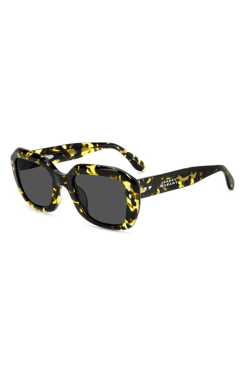 Isabel Marant The New 52mm Rectangular Sunglasses, Alternate, color, Yellow Havana/ Grey