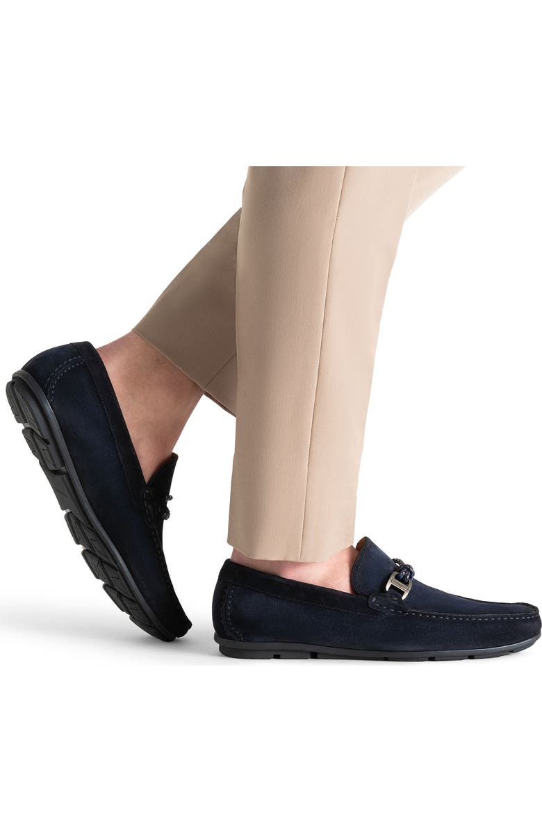 Magnanni Monterey Braid Bit Loafer, Alternate, color, Navy Suede