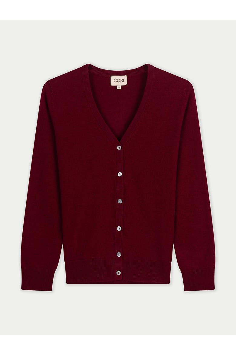 Timeless Cashmere V-Neck Cardigan, Main, color, bordeaux