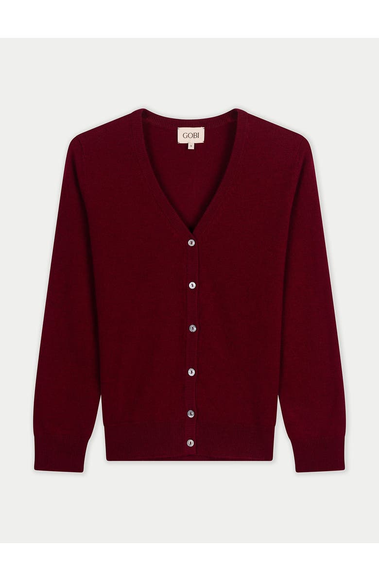 Gobi Cashmere Timeless Cashmere V-Neck Cardigan, Main, color, Bordeaux