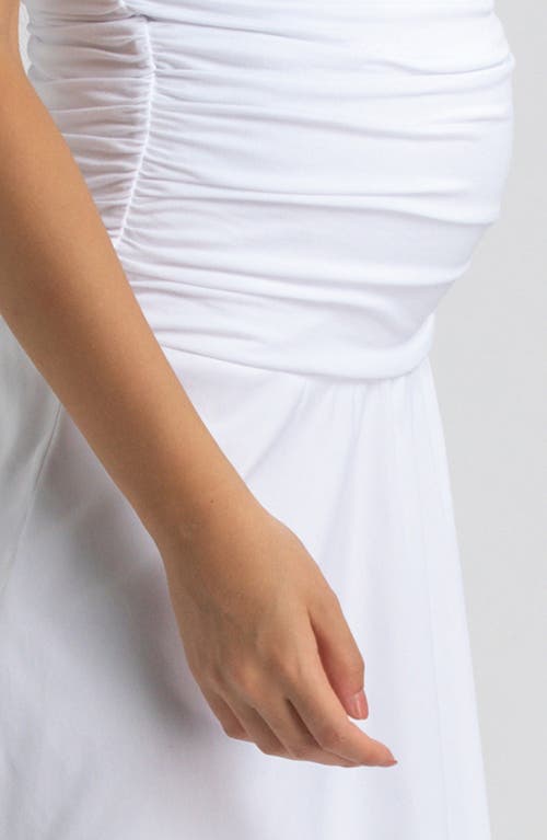 Pietro Brunelli Maternity Maternity Strapless Side Ruching Poplin And Jersey Coco Dress In White