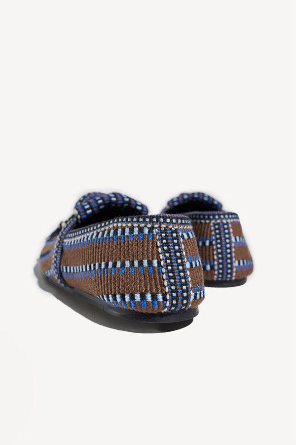 Valeria Knot-Detail Handwoven Fabric Loafer, Alternate, color, Choco Blue