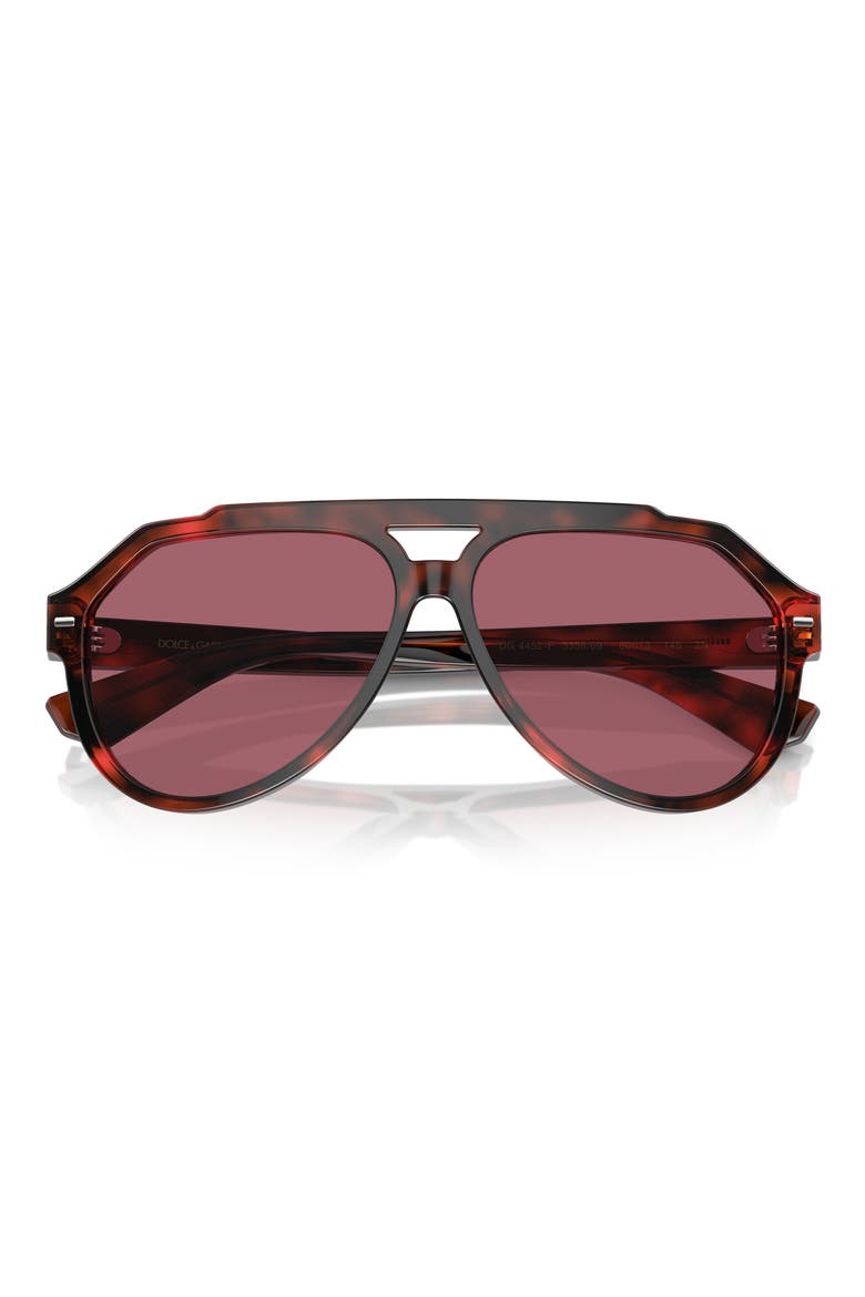 60mm Pilot Sunglasses, Main, color, RED HAVANA